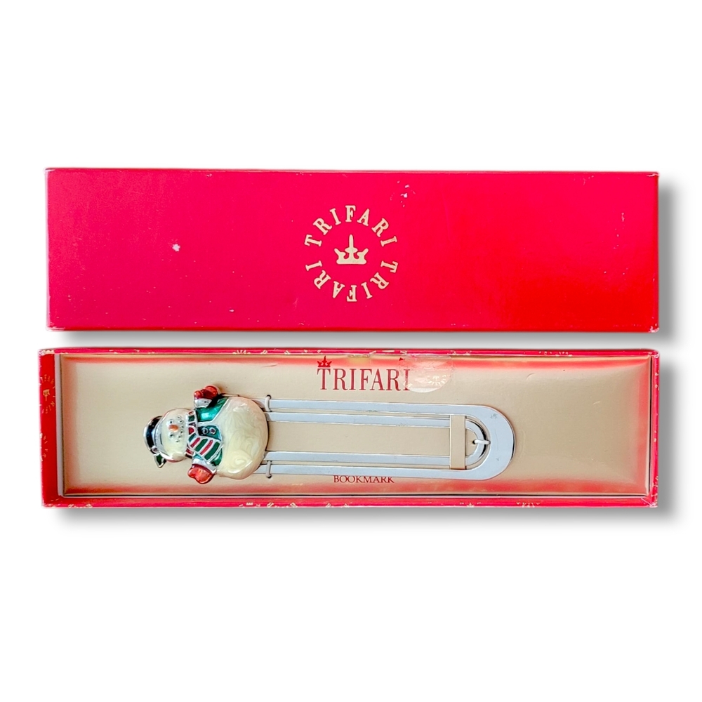 1980s Trifari Snowman Bookmark with Festive Accents